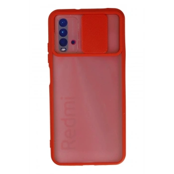 Xiaomi Redmi 9T Kılıf Palm Buzlu Kamera Sürgülü Silikon - Kırmızı