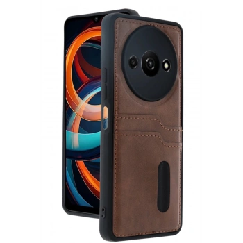 Xiaomi Redmi A3 4G Kılıf Sara Kartvizitli Deri Kılıf - Taba