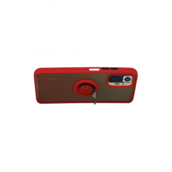 Xiaomi Redmi Note 10 Kılıf Montreal Yüzüklü Silikon Kapak - Kırmızı