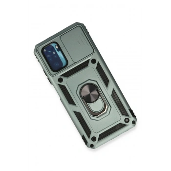 Xiaomi Redmi Note 10 Kılıf Pars Lens Yüzüklü Silikon - Yeşil