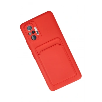 Xiaomi Redmi Note 10 Pro Kılıf Kelvin Kartvizitli Silikon - Kırmızı