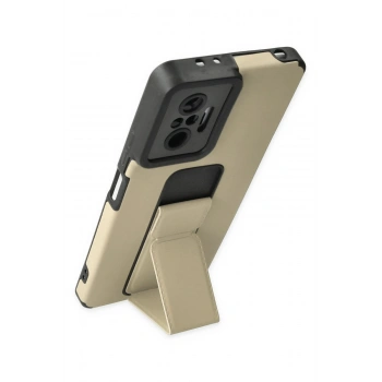 Xiaomi Redmi Note 10 Pro Kılıf Mega Standlı Silikon - Gold