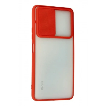 Xiaomi Redmi Note 10 Pro Kılıf Palm Buzlu Kamera Sürgülü Silikon - Kırmızı
