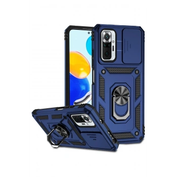 Xiaomi Redmi Note 10 Pro Kılıf Pars Lens Yüzüklü Silikon - Lacivert