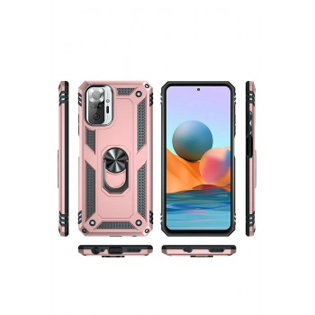 Xiaomi Redmi Note 10 Pro Kılıf Sofya Yüzüklü Silikon Kapak - Rose
