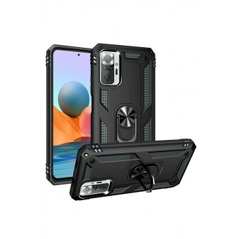 Xiaomi Redmi Note 10 Pro Kılıf Sofya Yüzüklü Silikon Kapak - Siyah