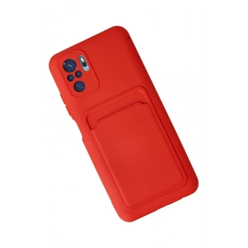 Xiaomi Redmi Note 10S Kılıf Kelvin Kartvizitli Silikon - Kırmızı