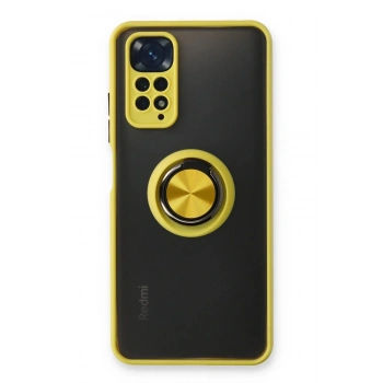 Xiaomi Redmi Note 11 Kılıf Montreal Yüzüklü Silikon Kapak - Sarı