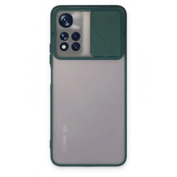 Xiaomi Redmi Note 11T Kılıf Palm Buzlu Kamera Sürgülü Silikon - Yeşil