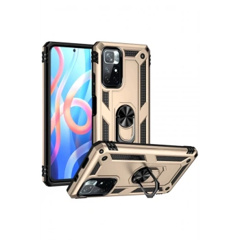 Xiaomi Redmi Note 11T Kılıf Sofya Yüzüklü Silikon Kapak - Gold