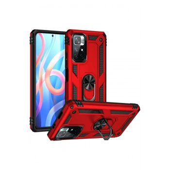 Xiaomi Redmi Note 11T Kılıf Sofya Yüzüklü Silikon Kapak - Kırmızı