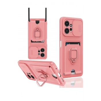 Xiaomi Redmi Note 12 4G Kılıf Zuma Kartvizitli Yüzüklü Silikon - Pembe