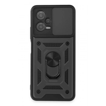 Xiaomi Redmi Note 12 5G Kılıf Pars Lens Yüzüklü Silikon - Siyah