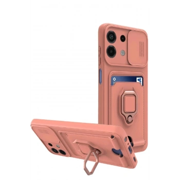 Xiaomi Redmi Note 13 4G Kılıf Zuma Kartvizitli Yüzüklü Silikon - Pembe