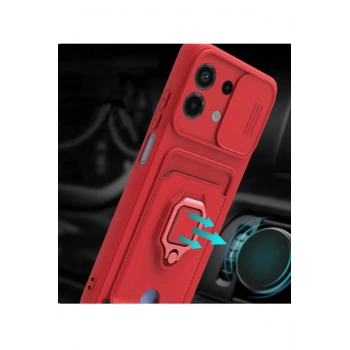 Xiaomi Redmi Note 13 4G Kılıf Zuma Kartvizitli Yüzüklü Silikon - Siyah