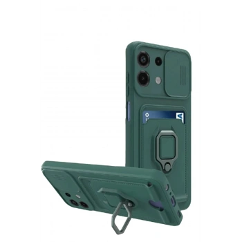 Xiaomi Redmi Note 13 4G Kılıf Zuma Kartvizitli Yüzüklü Silikon - Yeşil