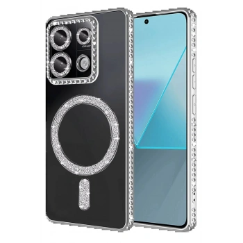 Xiaomi Redmi Note 13 Pro 4G Joke Simli Magneticsafe Kılıf - Gümüş