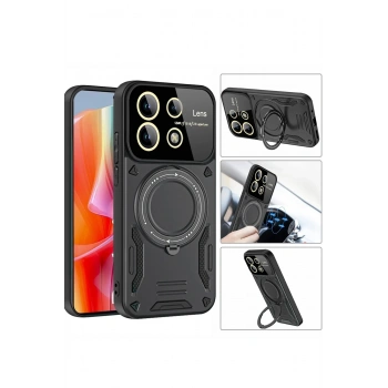 Xiaomi Redmi Note 13 Pro 4G Kılıf Joy Lens Standlı Kapak - Kırmızı