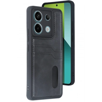 Xiaomi Redmi Note 13 Pro 4G Kılıf Sara Kartvizitli Deri Kılıf - Siyah