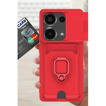 Xiaomi Redmi Note 13 Pro 4G Kılıf Zuma Kartvizitli Yüzüklü Silikon - Lacivert