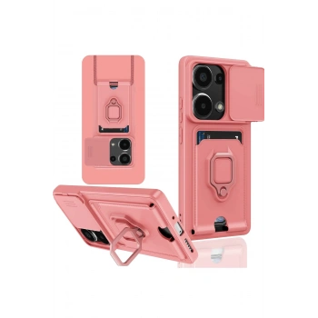 Xiaomi Redmi Note 13 Pro 4G Kılıf Zuma Kartvizitli Yüzüklü Silikon - Pembe