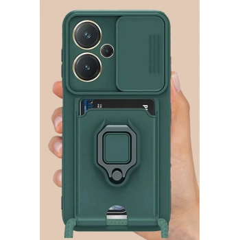 Xiaomi Redmi Note 13 Pro Plus Kılıf Zuma Kartvizitli Yüzüklü Silikon - Lacivert