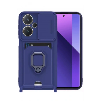 Xiaomi Redmi Note 13 Pro Plus Kılıf Zuma Kartvizitli Yüzüklü Silikon - Lacivert