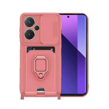 Xiaomi Redmi Note 13 Pro Plus Kılıf Zuma Kartvizitli Yüzüklü Silikon - Pembe