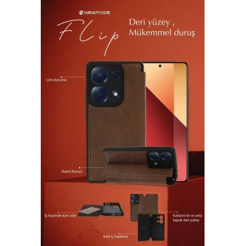 Xiaomi Redmi Note 14 4G Kılıf Flip Cover - Koyu Yeşil