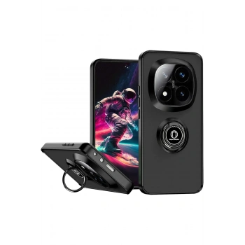 Xiaomi Redmi Note 14 Pro 4G Kılıf Montreal Yüzüklü Silikon Kapak - Siyah