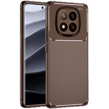 Xiaomi Redmi Note 14 Pro Plus Kılıf Auto Focus Karbon Kapak - Kahverengi