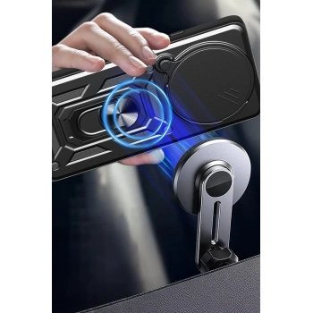 Xiaomi Redmi Note 14 Pro Plus Kılıf Pars Lens Yüzüklü Silikon - Kırmızı