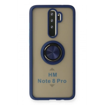 Xiaomi Redmi Note 8 Pro Kılıf Montreal Yüzüklü Silikon Kapak - Lacivert