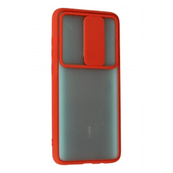 Xiaomi Redmi Note 8 Pro Kılıf Palm Buzlu Kamera Sürgülü Silikon - Kırmızı