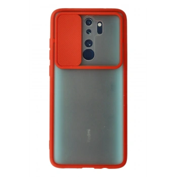 Xiaomi Redmi Note 8 Pro Kılıf Palm Buzlu Kamera Sürgülü Silikon - Kırmızı