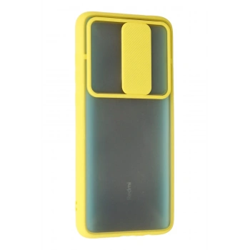 Xiaomi Redmi Note 8 Pro Kılıf Palm Buzlu Kamera Sürgülü Silikon - Sarı