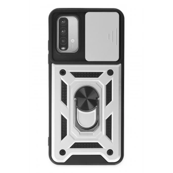 Xiaomi Redmi Note 9 4G Kılıf Pars Lens Yüzüklü Silikon - Gümüş