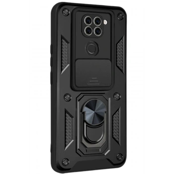 Xiaomi Redmi Note 9 4G Kılıf Pars Lens Yüzüklü Silikon - Siyah