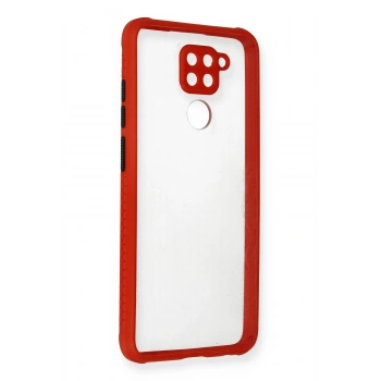Xiaomi Redmi Note 9 Kılıf Miami Şeffaf Silikon - Kırmızı