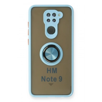 Xiaomi Redmi Note 9 Kılıf Montreal Yüzüklü Silikon Kapak - Buz Mavi