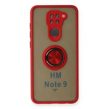Xiaomi Redmi Note 9 Kılıf Montreal Yüzüklü Silikon Kapak - Kırmızı