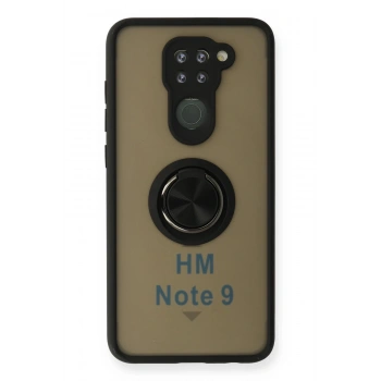 Xiaomi Redmi Note 9 Kılıf Montreal Yüzüklü Silikon Kapak - Siyah