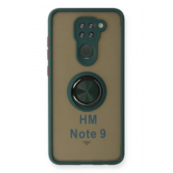 Xiaomi Redmi Note 9 Kılıf Montreal Yüzüklü Silikon Kapak - Yeşil