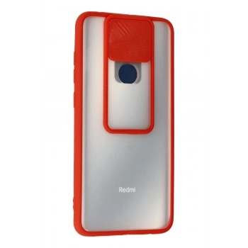 Xiaomi Redmi Note 9 Kılıf Palm Buzlu Kamera Sürgülü Silikon - Kırmızı