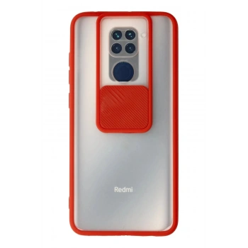 Xiaomi Redmi Note 9 Kılıf Palm Buzlu Kamera Sürgülü Silikon - Kırmızı