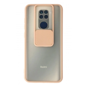 Xiaomi Redmi Note 9 Kılıf Palm Buzlu Kamera Sürgülü Silikon - Pembe