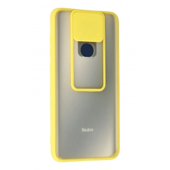 Xiaomi Redmi Note 9 Kılıf Palm Buzlu Kamera Sürgülü Silikon - Sarı