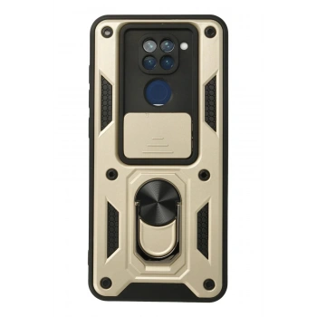 Xiaomi Redmi Note 9 Kılıf Pars Lens Yüzüklü Silikon - Gold