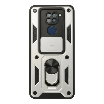 Xiaomi Redmi Note 9 Kılıf Pars Lens Yüzüklü Silikon - Gümüş