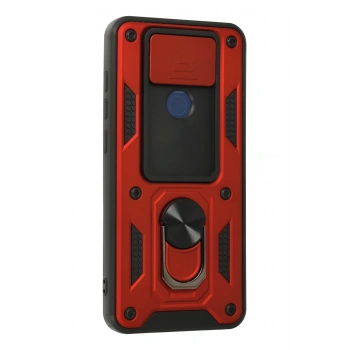 Xiaomi Redmi Note 9 Kılıf Pars Lens Yüzüklü Silikon - Kırmızı